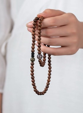 极速金丝檀串珠手链多圈细小女款学生佛珠天M然沉水级檀香木质佛