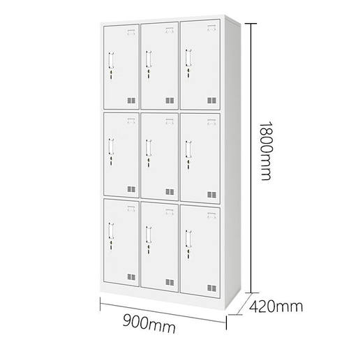 极速工来工往收纳柜九门收纳柜员工柜G带锁铁皮柜收纳柜铁柜子厚