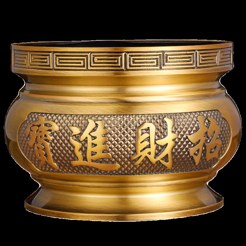 复古纯黄铜合金单龙炉供奉财神爷室内家用烧香炉摆件X上香供佛招