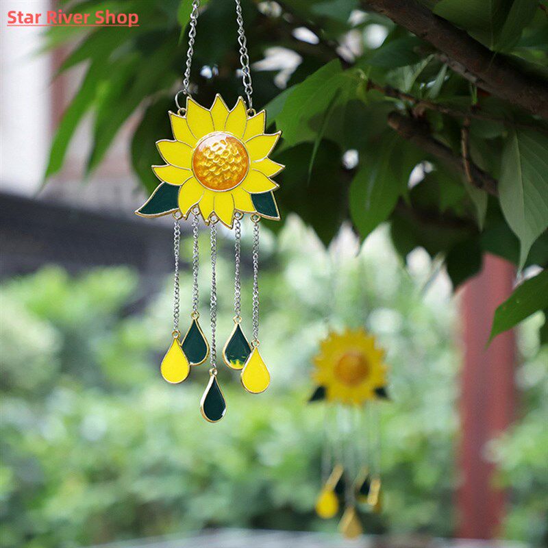 新品Sunflower Boat Wpind Chimes Pendant Metal  Window Windch