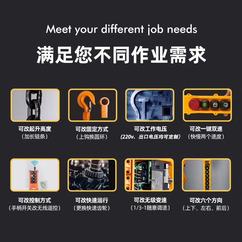 极速环链电动吊车1吨2吨0.5-3-5-10吨t行吊起重机S链条式吊机380v