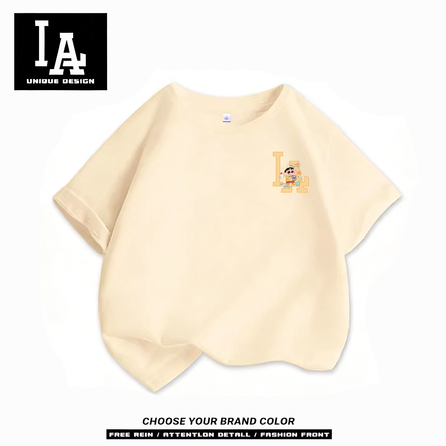 LA童装2026年夏季新款短袖儿童上衣男女童短袖纯棉T恤