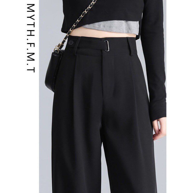 速发色形身材阔腿裤子202夏春秋春5直筒裤黑梨高腰西裤小个子休闲