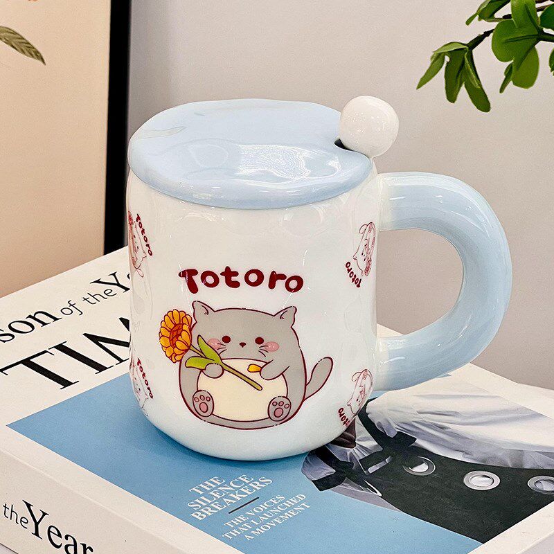 速发情侣杯杯高颜值马克水带盖勺水杯子家用可爱陶瓷杯开业小礼品