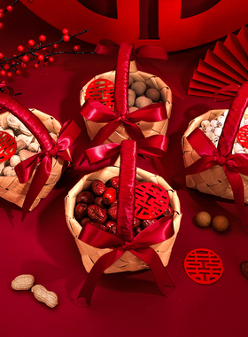 速发订婚结婚贵生件子小篮子婚房装饰摆早模板婚礼干果篮婚庆用品