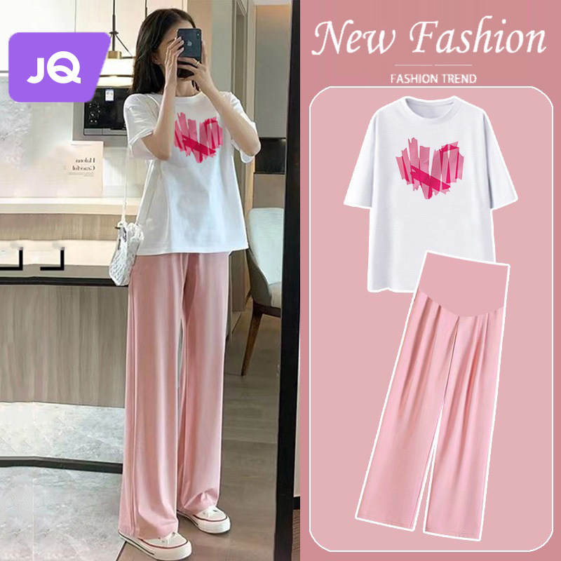 速发202小宽款夏季孕妇纯棉t恤时尚新松4个子上衣百搭夏套装