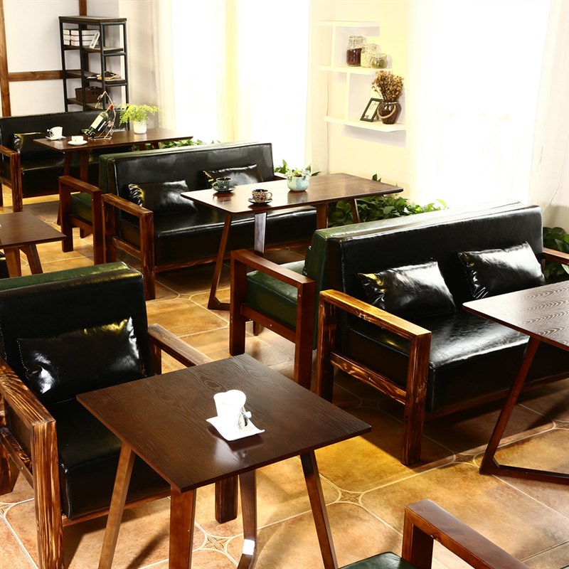 速发甜品奶茶店西餐咖啡厅洽谈桌椅组合简约休闲双人卡座办公室布