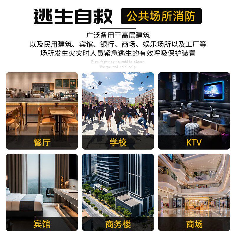 速发面具防烟防毒防火面罩酒店宾馆C认证家用火灾逃生面具呼吸器