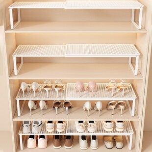 速发鞋柜分层隔板伸缩省用间家空物口鞋架分隔层置门架子鞋子收纳