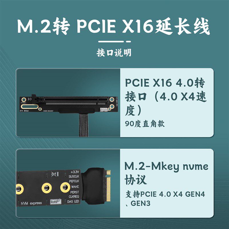 速发4.0M.2转PCIex16转接线4固态硬碟v转pcie4.0x4外接