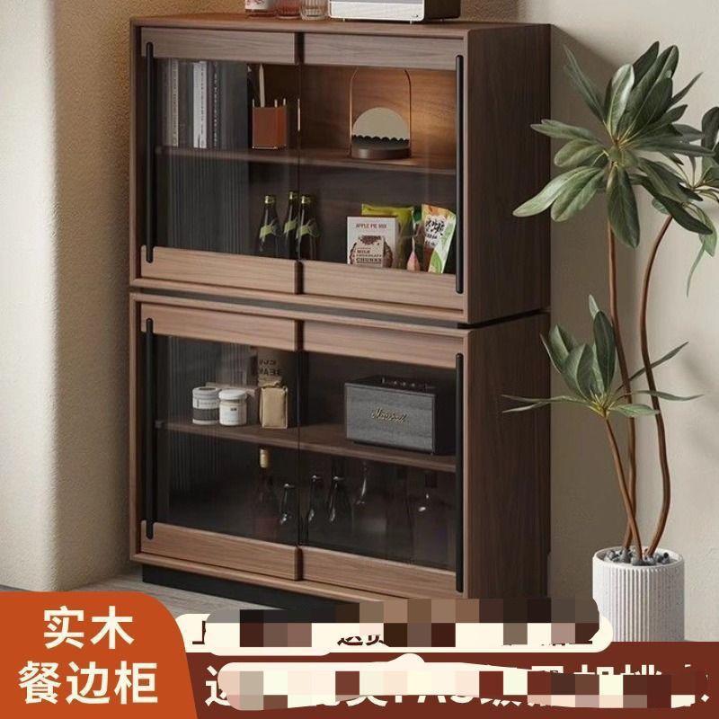 实木书柜组合落地黄杨木整墙玻璃一体书架客厅卡座展示柜储物柜