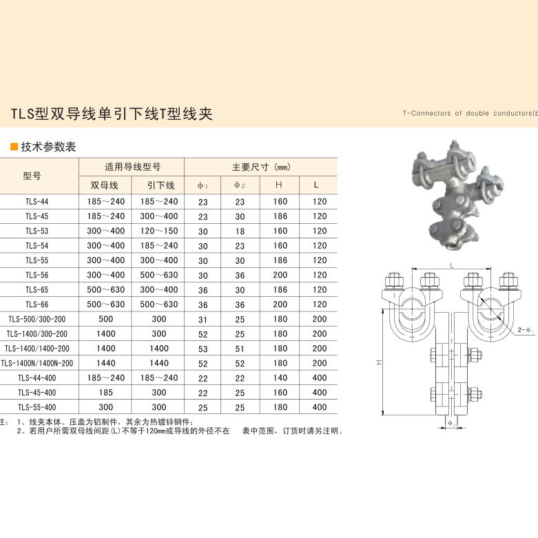 双导线单引下线T线夹TLS-53金具默认项上海湘开浙江