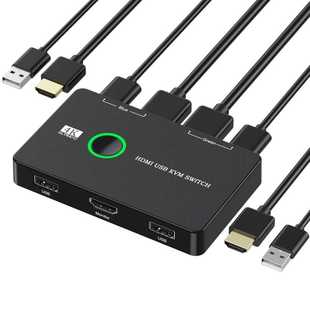 HDMI USB KVM切换器用于2台计算机共享键盘鼠标打印机高清显示器