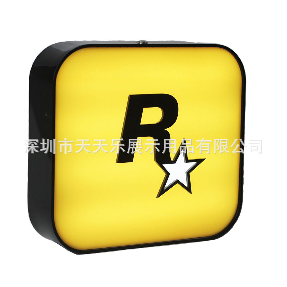 可充电窄边灯箱R星灯箱触碰开关小夜灯桌面LED发光logo