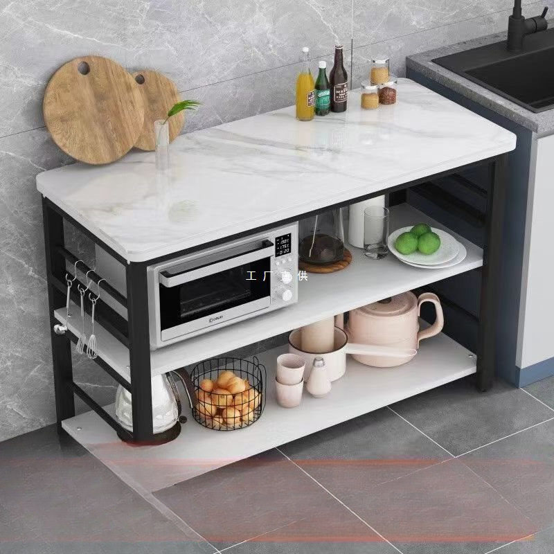 厨房切菜桌子岩板桌微波炉置物架落地多层家用多功能收纳架子长桌