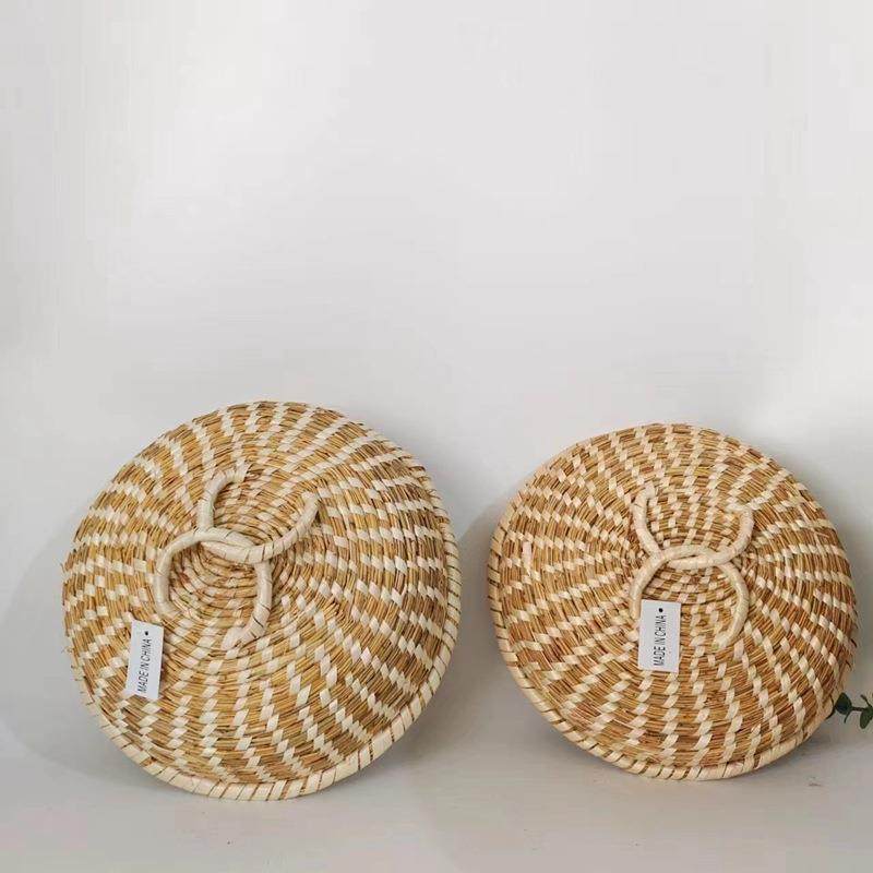 家用蒸笼盖子多功能不溢锅锅盖通用草盖高拱草编笼蒸笼帽锅盖