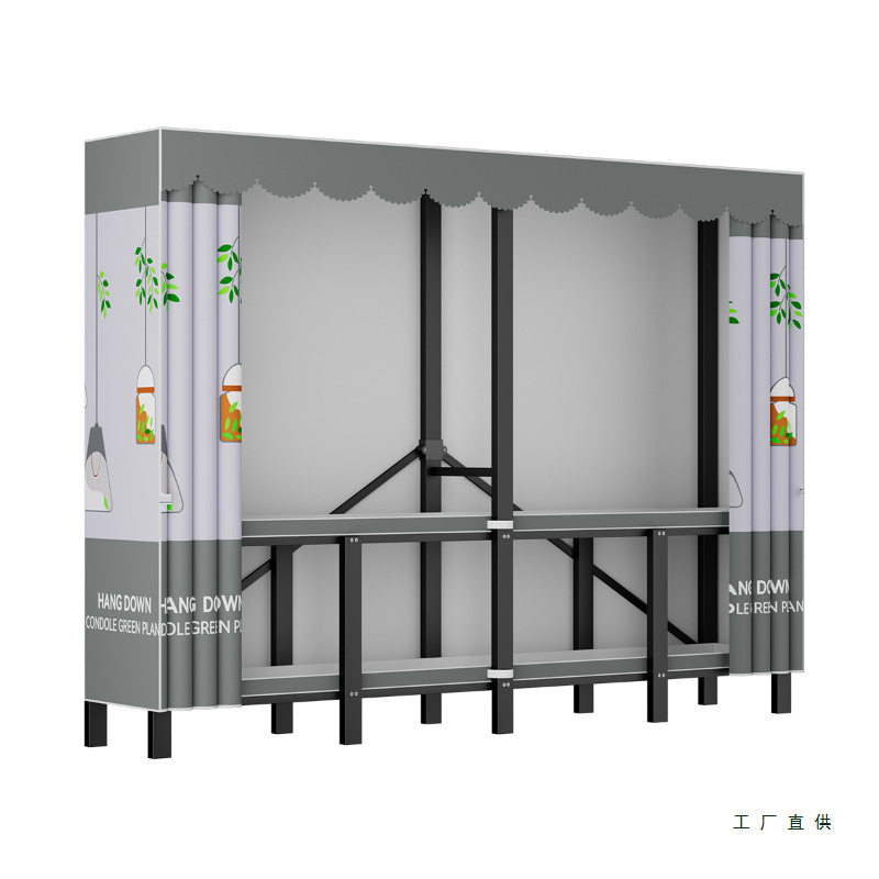 新款加粗全钢架免安装简易折叠家用卧室出租房寝室衣橱可折叠衣柜