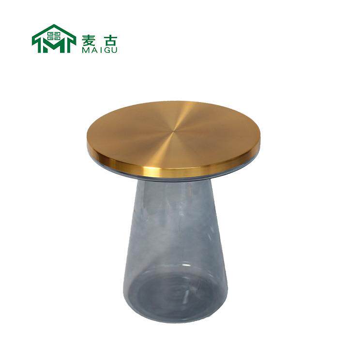 麦古北欧现代简约设计师茶几圆形玻璃茶几沙发边几客厅角几
