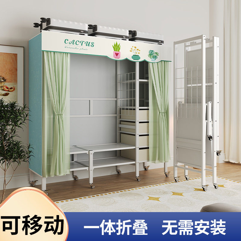 衣帽架落地挂衣架卧室带储物柜衣帽间不占空间床边放衣挂衣服架子