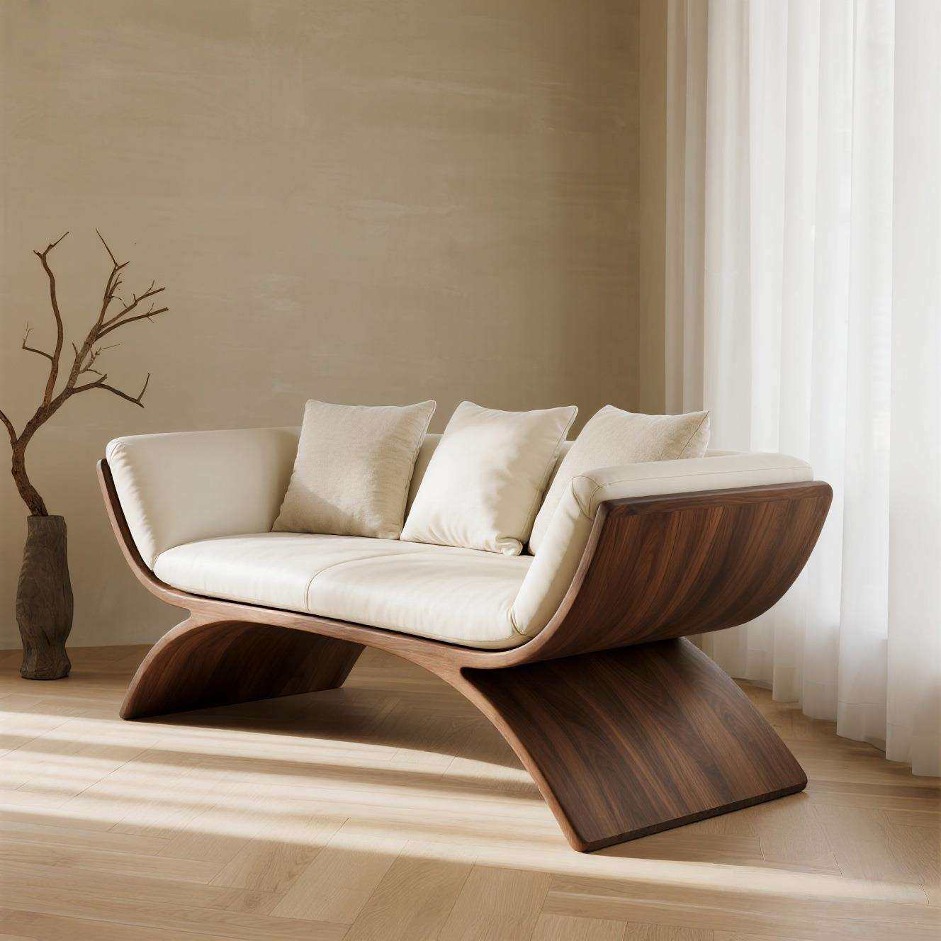 宋式美学黑胡桃木白蜡木实木贵妃椅太妃椅客厅沙发阳台慵懒贵妃榻