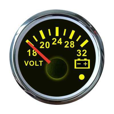 52mm电压表头房车游艇汽车货车12V和24V指针电压表led车载仪表盘