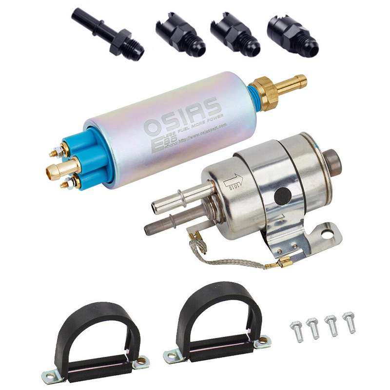 OSIAS汽车汽油泵带安装套件汽配改装直列式12V电子输油泵手油泵芯