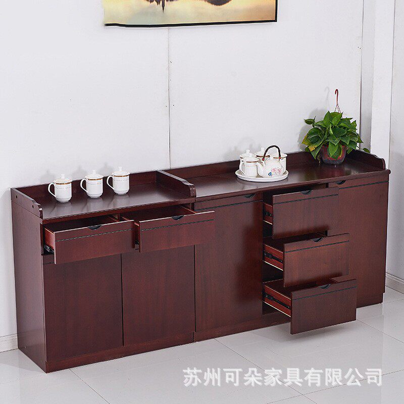 厂家批发简约办公室茶水柜贴实木皮油漆餐边柜多功能储物柜矮柜
