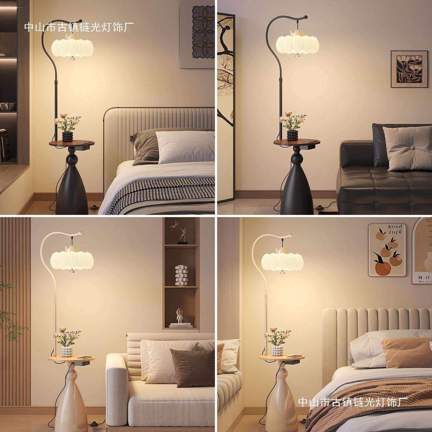 中古风落地灯客厅沙发旁2026年新款美式复古卧室置物一体氛围台灯