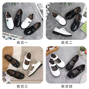 中小学生朗诵公主鞋 白色软底学生演出皮鞋 子 男童黑皮鞋 女童小皮鞋