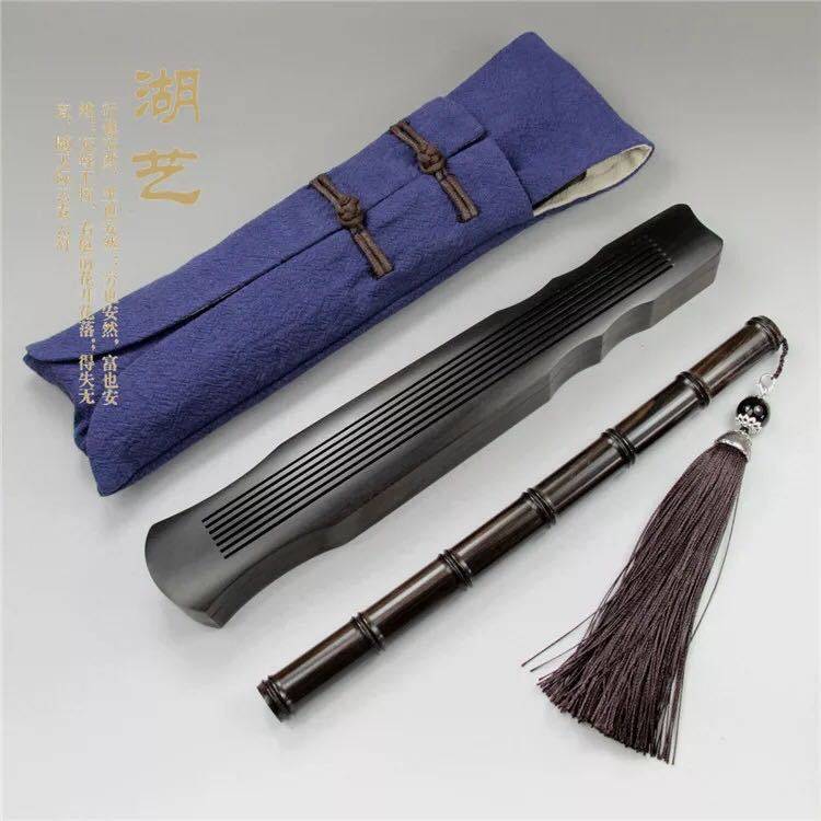 精致紫光檀伏羲古琴香炉配棉麻布袋套装 卧香盒先香炉户外旅行装