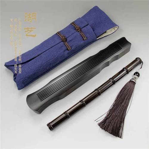 精致紫光檀伏羲古琴香炉配棉麻布袋套装 卧香盒先香炉户外旅行装