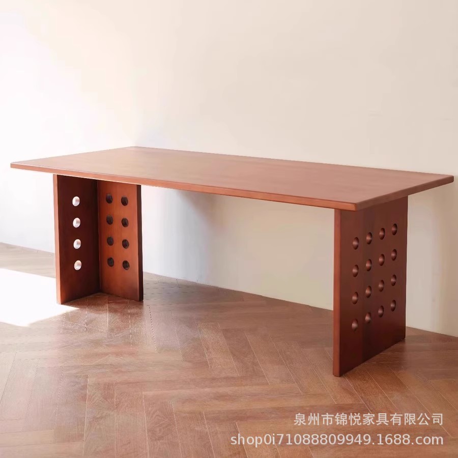 实木复古长方形餐桌椅家用办公