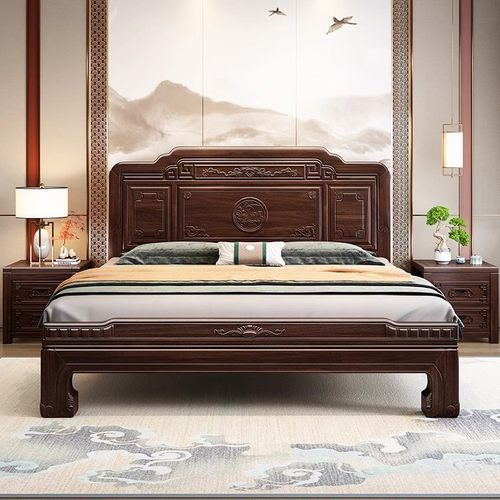 新中式金花梨木床实木仿古明清双人床家用中式雕花实木床厂家批发