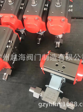 DN20气动高压球阀 内螺纹不锈钢球阀二片式丝扣工业气动球阀Q611F