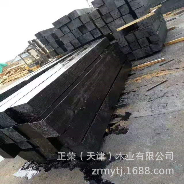 木材厂家直供铁道木 可定尺加工矿用浸油沥青道岔枕木 钢木基础