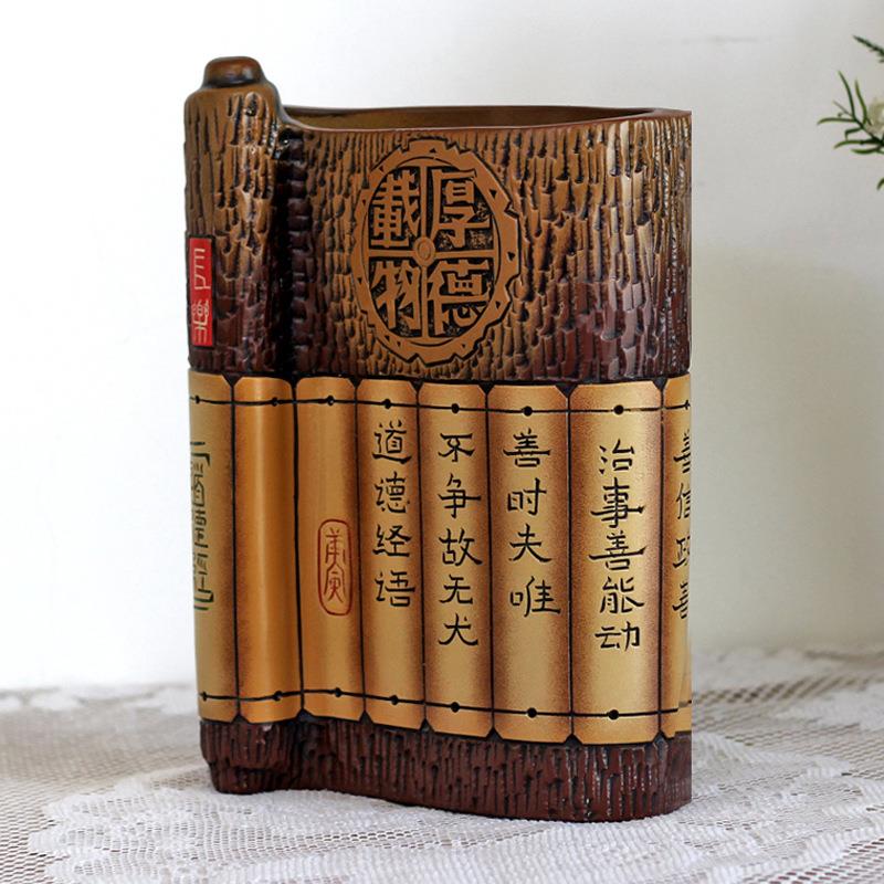 现代办公桌面装饰品新中式瓷器摆件陶艺书架书柜摆设厚德载物