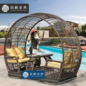 户外网红四人秋千别墅度假村景区海景房摇椅吊椅庭院露台动力摇椅