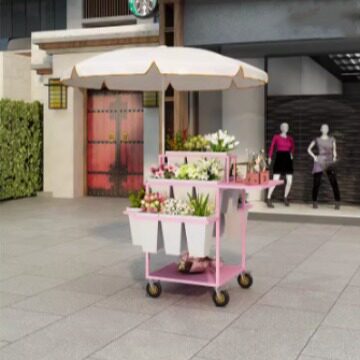 夜市摆摊卖花小推车多层阶梯可移动鲜花花店醒花桶方桶展示架花车