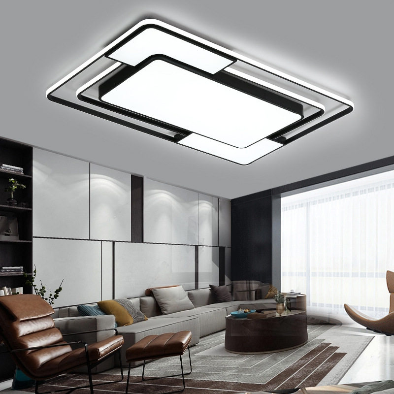 led客厅灯新款吸顶灯长方形大灯大气2023年北欧现代简约灯具套餐