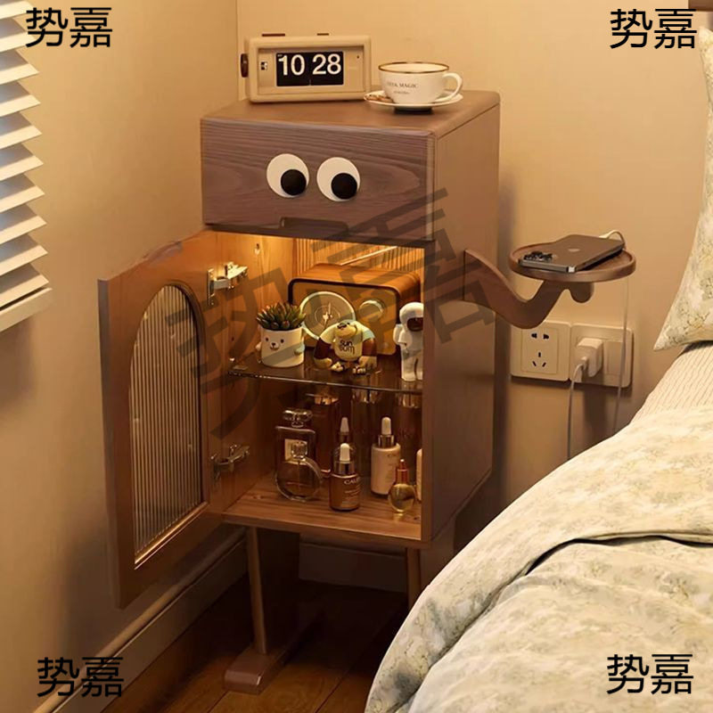 机器人床头柜可爱储物柜带灯侧边卧室客厅置物柜创意儿童床边柜