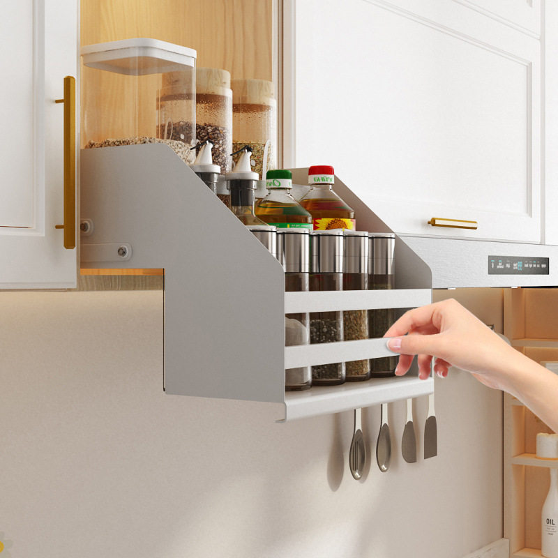 2026厨房收纳改造橱柜吊柜升降拉篮下拉式置物架高柜小尺寸调料调