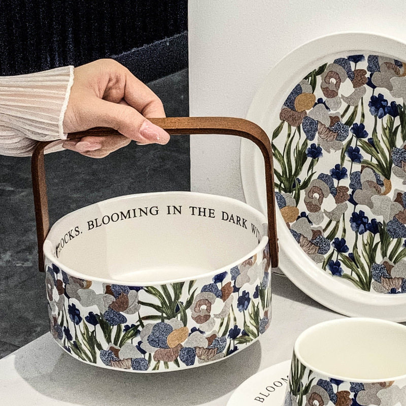 随沐陶瓷小清新桌面收纳盒客厅家用创意简约手提果盘干果水果篮,鲜花速递/花卉仿真/绿植园艺,其它园艺用品,淘宝优惠券,粉丝福利购,淘宝优惠卷