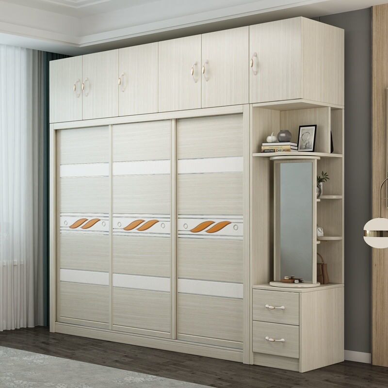 2026生态板衣柜推拉门现代简约储物柜卧室组装滑移门多功能衣橱大