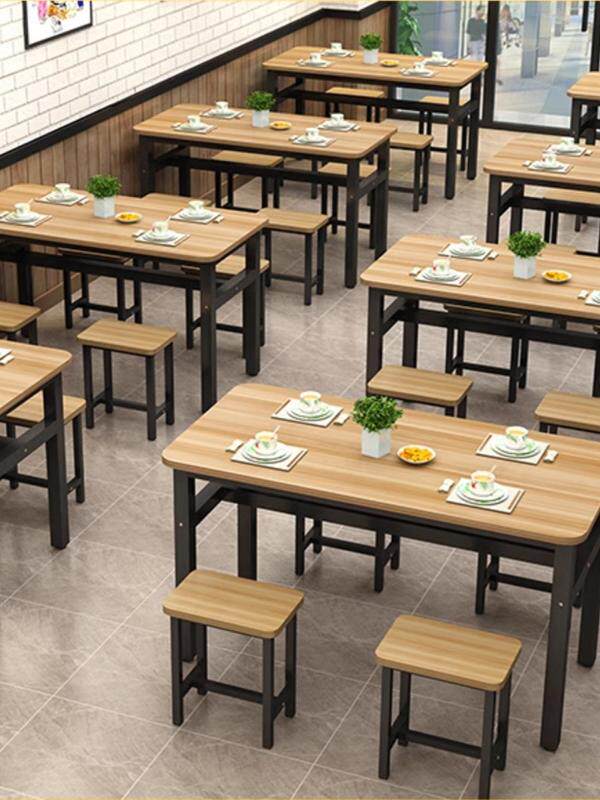 2026饭店餐桌椅组合家用食堂面馆餐桌椅子商用快餐桌椅凳子长方形