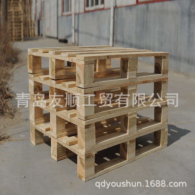 青岛友顺工贸加厚国内实木托盘出口胶合板托盘四向进叉木栈板铲板