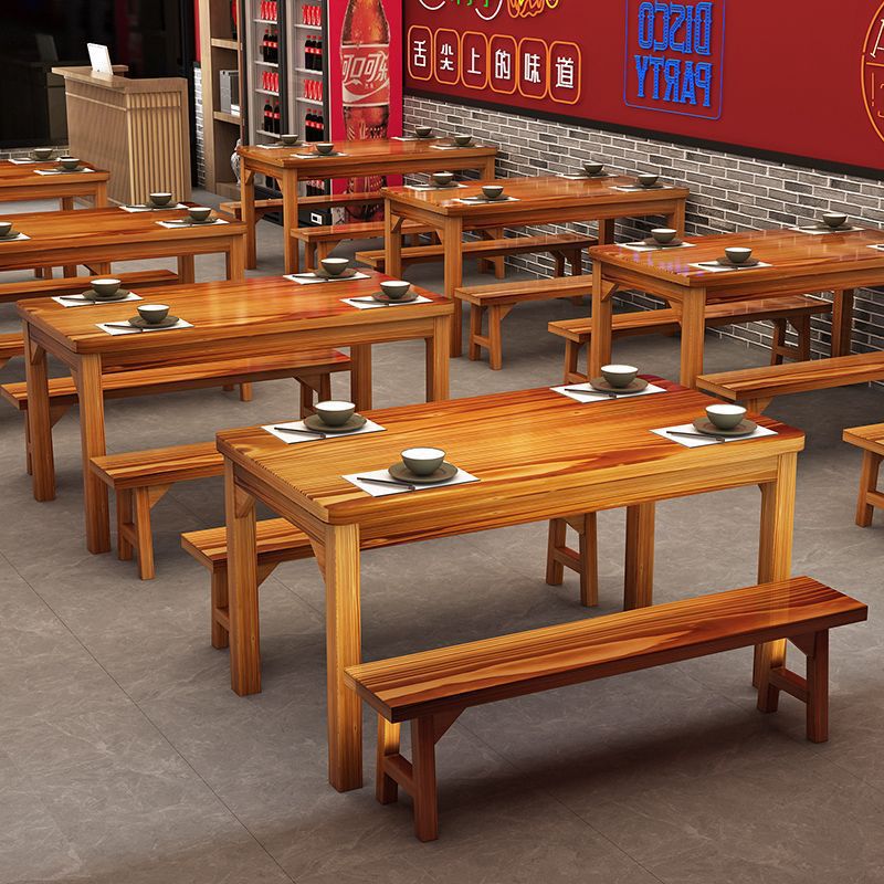 餐桌椅实木组合早餐小吃店面馆快餐桌椅烧烤店桌子餐馆碳化桌椅