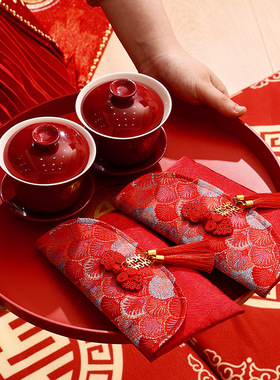 万元改口红包敬茶布艺利是封中式喜字订婚婚庆大喜包一对结婚专用
