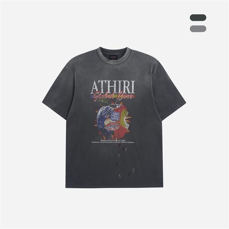 ATHIRI 【赖煜哲同款】苹果康丽印花复古蜡染boxy短袖长袖T恤