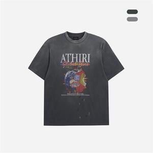 ATHIRI 【赖煜哲同款】苹果康丽印花复古蜡染boxy短袖长袖T恤
