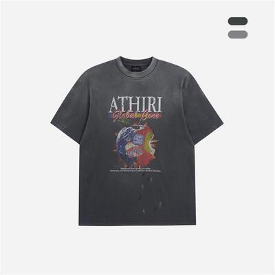 ATHIRI 【赖煜哲同款】苹果康丽印花复古蜡染boxy短袖长袖T恤